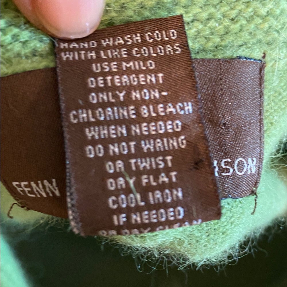 Fenn Wright Manson Green Woman Knit Shawl Collar Angora Lambswool Sweater Size L - Picture 4 of 10